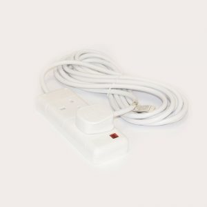2 Plug 5M Extension Cord 13A White WORKSHOPPLUS FREE DELIVERY