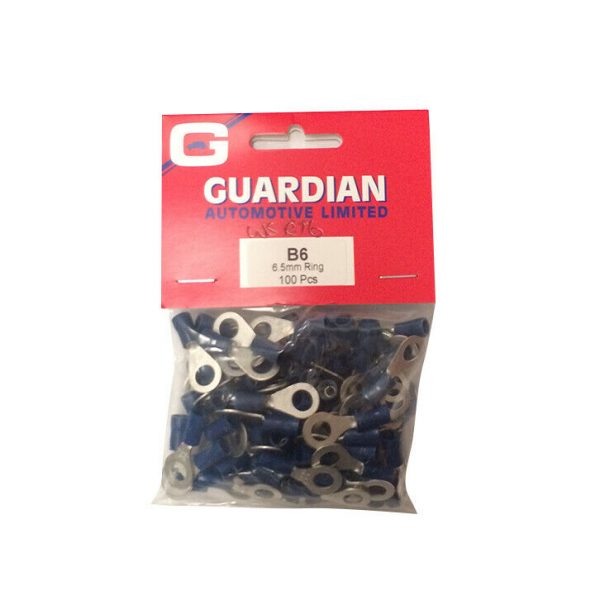 Pre-Insulated Ring Terminals 6.4mm Blue - 100 Pieces WORKSHOPPLUS FREE DELIVERY