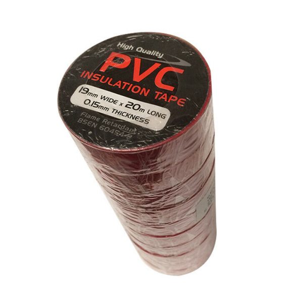 Red PVC Insulation Tape 20M x 19mm - 10 Pack WORKSHOPPLUS FREE DELIVERY